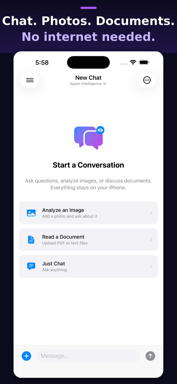 Start a conversation by analyzing an image, reading a document or just chatting